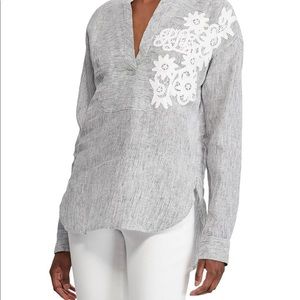 Ralph Lauren linen and lace appliqué tunic top